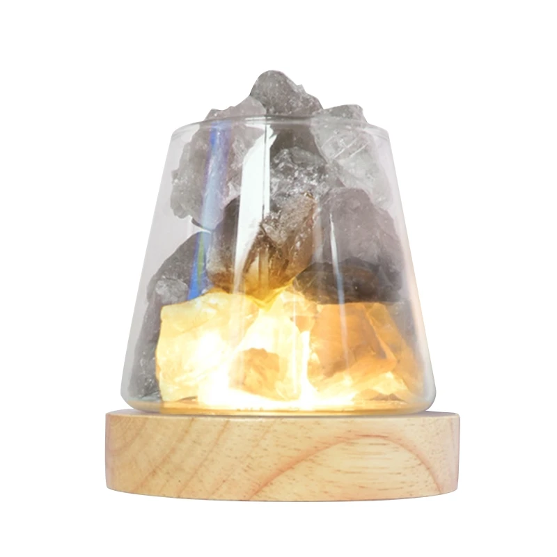 Диффузор эфирного масла W8KC с натуральными кристаллами, ароматический диффузор, Увлажнитель холодного Тумана, светодиодный ночник для помещений