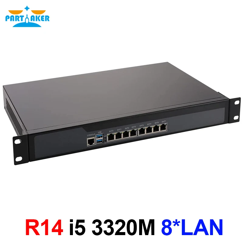 Брандмауэр Partaker R14 8 * Intel I211 Gigabit Ethernet Router Server VPN с процессором Core i5 3320M 19 Дюймов 1U Для установки в стойку