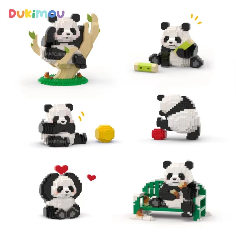 Kawaii Гигантская панда Укладка цветов Строительные блоки 3в1 Diy Сборка Мини-кирпичей Развивающая игрушка для мальчиков и девочек Детский подарок на день рождения
