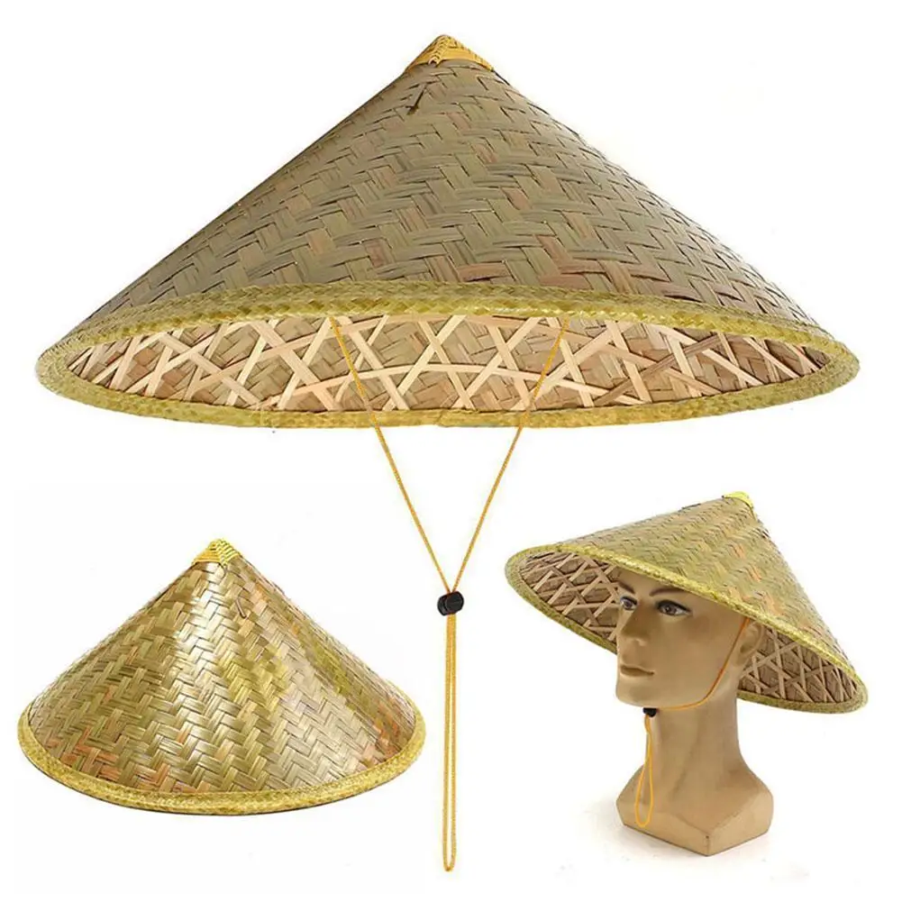 Соломенная бамбуковая шляпа от солнца в китайском стиле, фермерская шляпа для рыбалки, солнцезащитный козырек и непромокаемая соломенная шляпа для путешествий ручной работы для взрослых