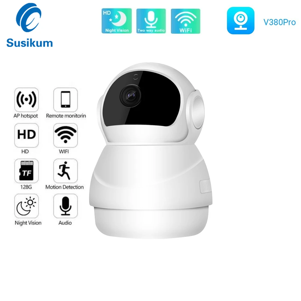 3-Мегапиксельная камера Безопасности Smart Home WIFI V380 Pro с Автоматическим Отслеживанием МИНИ-Беспроводная камера видеонаблюдения в помещении Двухстороннее аудио