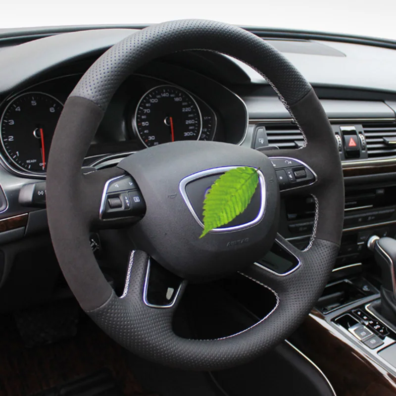 Черная Замшевая крышка рулевого колеса автомобиля для Audi Q7 2012-2015 Q3 Q5 2013-2016 A4 (B8) 2014 2015 A6 (C7) Интерьер Авто