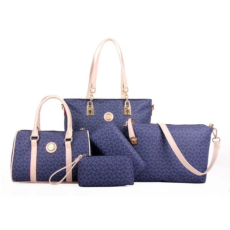 5 Комплектов, Известная брендовая женская роскошная ручная сумка, кошелек из искусственной кожи, сумки через плечо, женская сумка-мессенджер