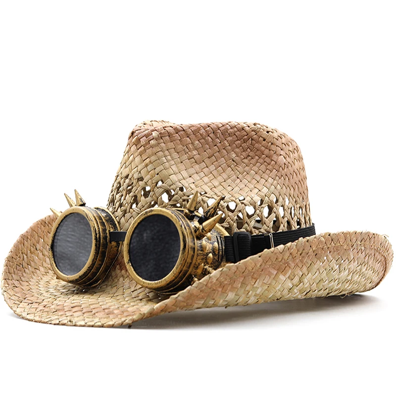 Простые мужские И женские Летние Ковбойские шляпы, Соломенная шляпа Ажурного плетения, Складные солнцезащитные козырьки 57-58 см, уличная Пляжная женская кепка