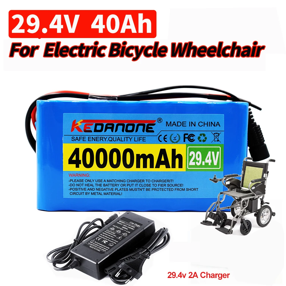 Аккумулятор большой емкости 7S3P 24V 40AH 29,6 V для Электровелосипеда, Скутера, Инвалидной коляски, Четырехколесного автомобиля 18650, Литиевый аккумулятор BMS + Зарядное устройство
