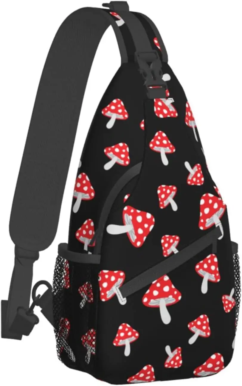 Сумка-слинг с грибами для женщин, рюкзак-слинг, дорожный нагрудный рюкзак, легкий спортивный рюкзак для отдыха, бега на открытом воздухе