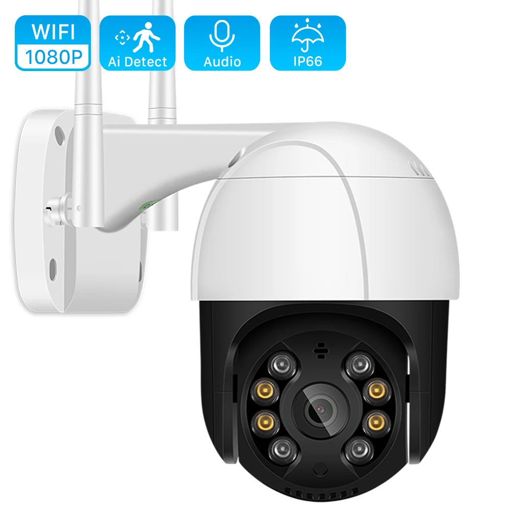 1080P WiFi IP-Камера Наружное Беспроводное Видеонаблюдение AI Обнаружение человека Цветное Ночное Видение CCTV Домашняя Камера Безопасности iCSee