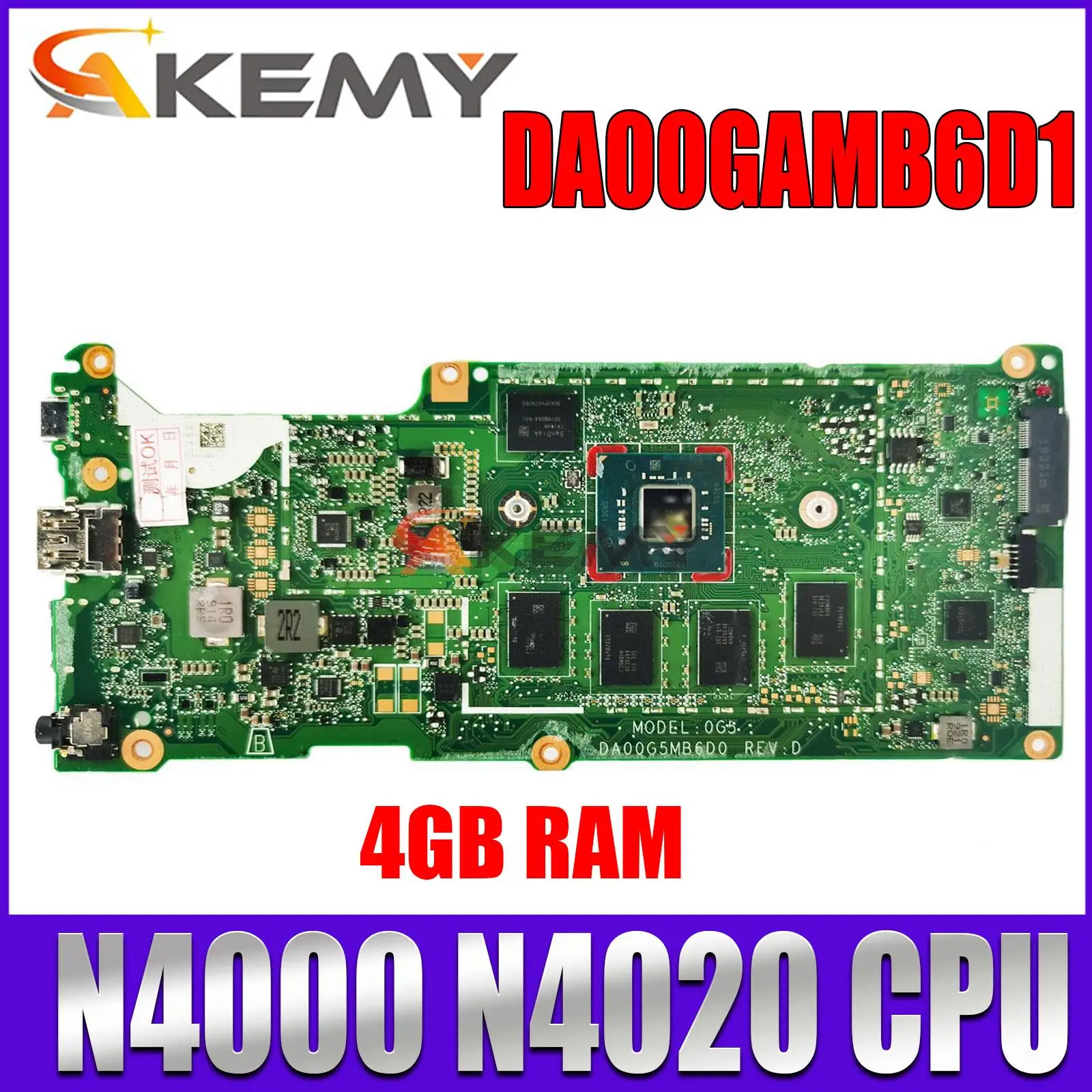 Материнская плата для ноутбука HP Chromebook 11 G8 EE Материнская плата DA00GAMB6D1 с процессором N4000 N4020 4 ГБ оперативной памяти Полностью протестирована на 100%