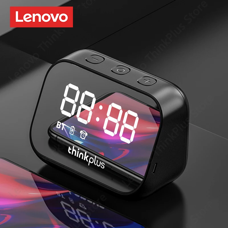 Беспроводной динамик BT Lenovo TS13, Портативный сабвуфер, Стереоплеер, светодиодный цифровой умный будильник, Зеркальный дизайн, Динамик 9D Surround