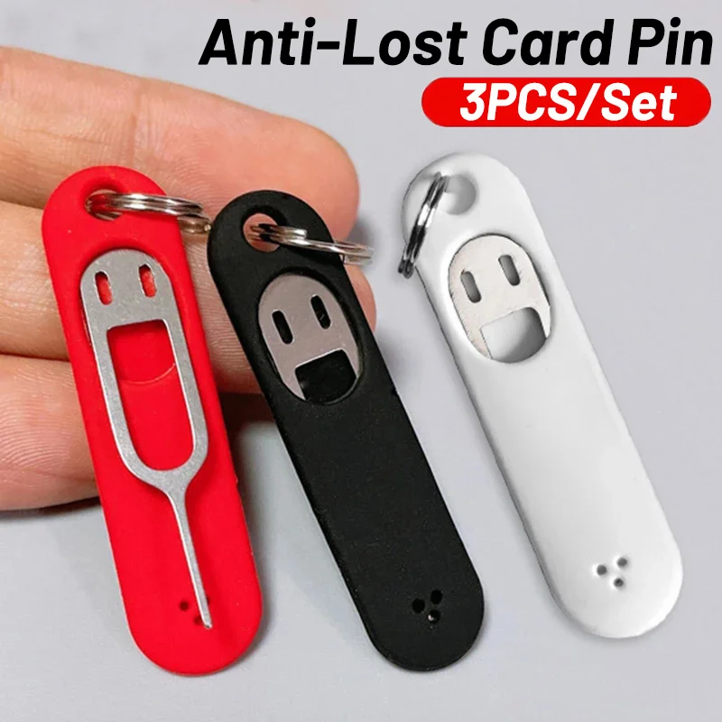 3 шт., игла для защиты от потери sim-карты, с футляром для хранения, инструмент для ключей, мобильный телефон, извлекающий Pin-код, лоток для SIM-карты, брелок для ключей