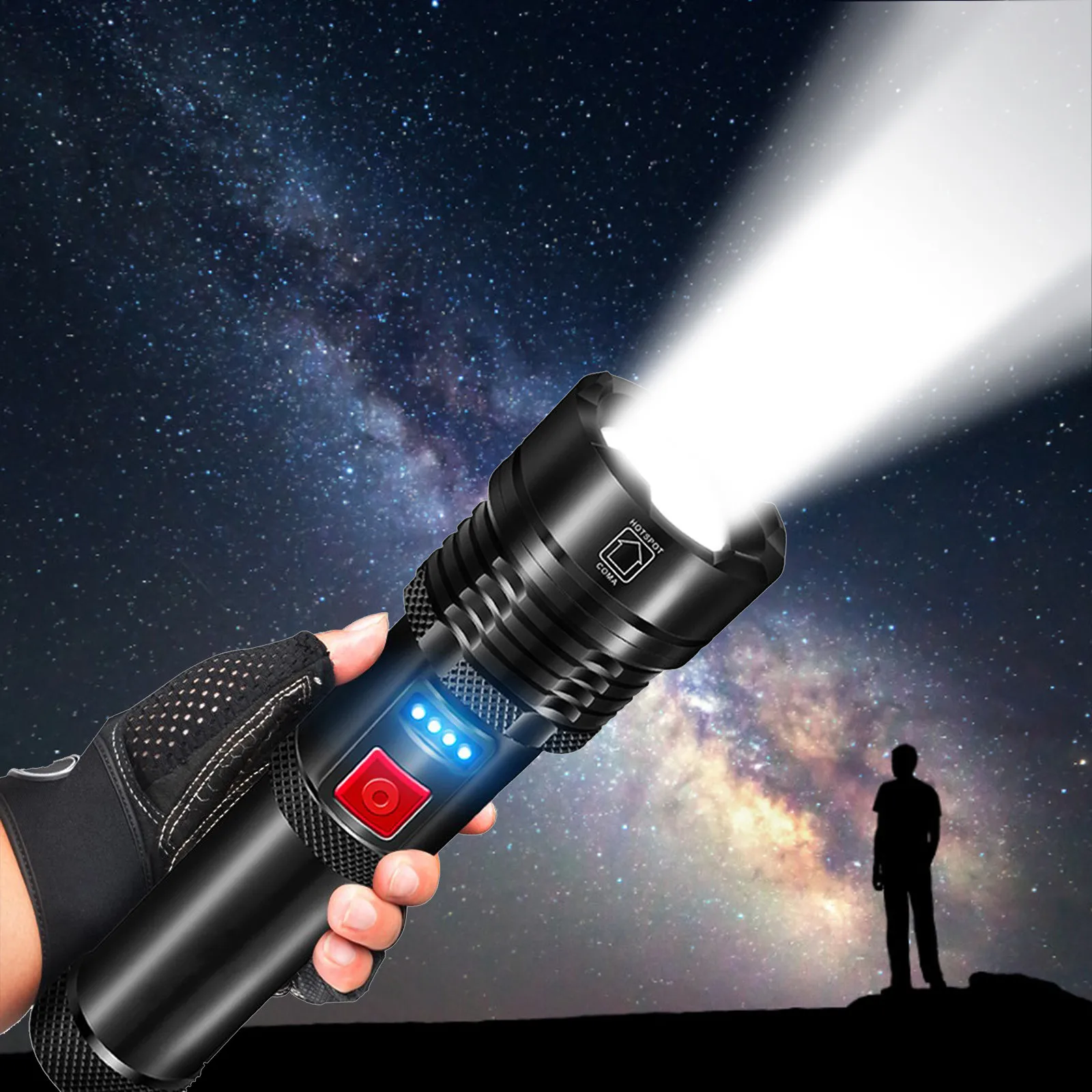 C2 XHP50 Супер мощный светодиодный фонарик, тактический фонарь, встроенный аккумулятор, USB Перезаряжаемая водонепроницаемая лампа P50, ультра яркий фонарь