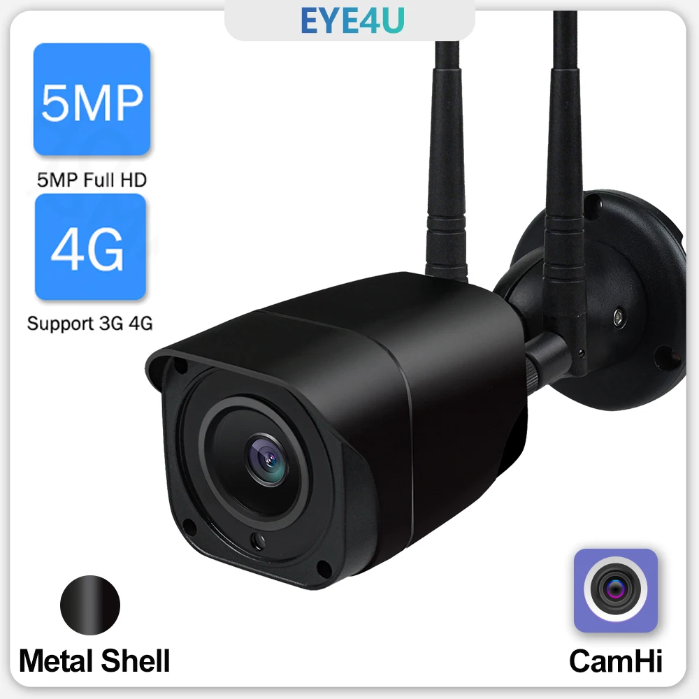 IP Bullet Camera 1080P 4G SIM-Карта Наружная Камера Безопасности 5MP HD Металлическая Беспроводная WIFI Домашняя система видеонаблюдения ИК Ночного Видения CamHi