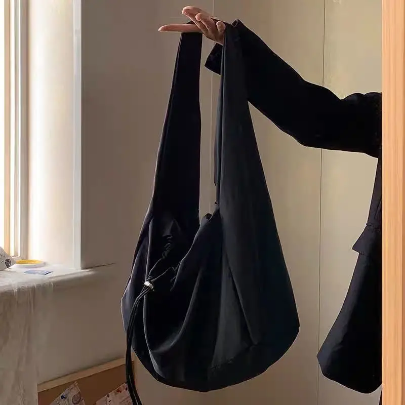 Женская сумка, Новое нейлоновое ведро, Модная однотонная мягкая сумка на молнии, Кошельки и сумки, Роскошная Дизайнерская черная сумка-тоут