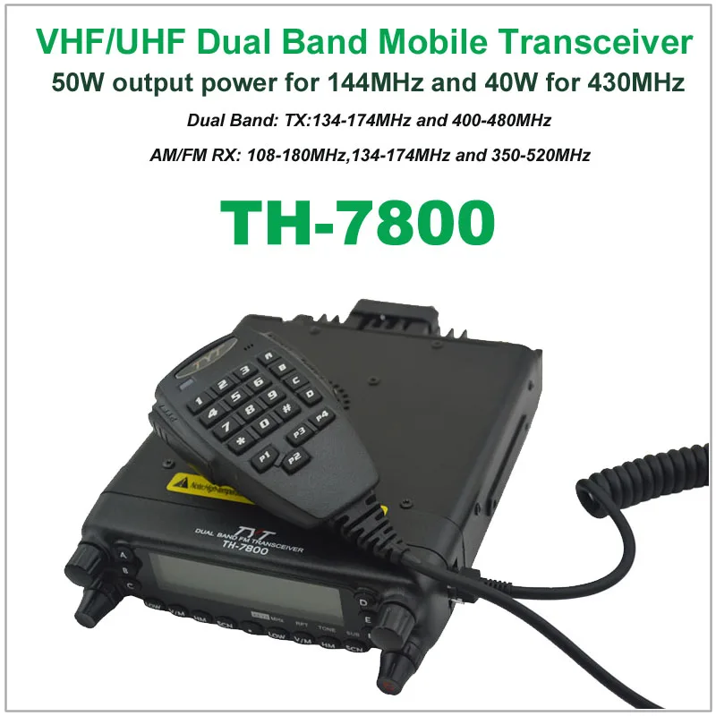 TYT TH7800 TYT TH-7800 Автомобильное Радио Мобильный Радиоприемник Двухдиапазонный 136-174/400-480 МГц 50 Вт УКВ/40 Вт УВЧ Мобильная радиостанция