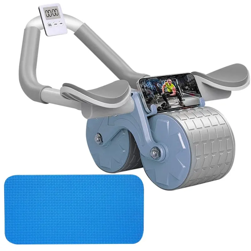 Новое Роликовое колесо для упражнений на брюшной полости с автоматическим отскоком, с поддержкой локтя и таймером, основное оборудование для упражнений на роликовом колесе для пресса