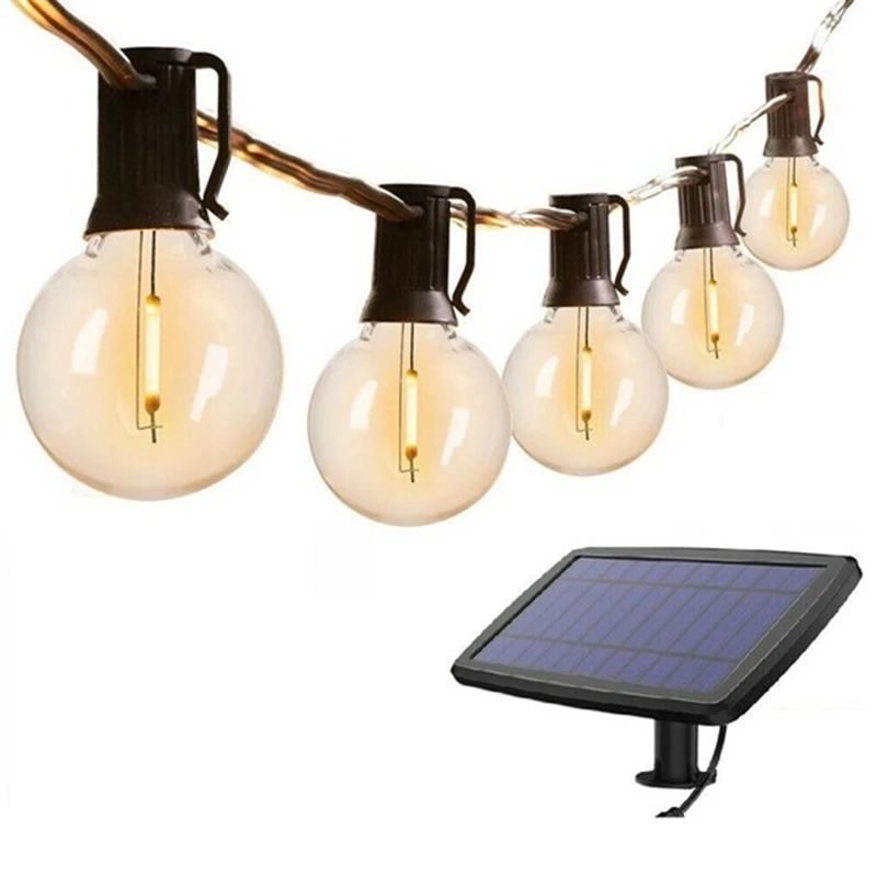 G40 Светодиодные фонари на солнечных батареях 18 футов Открытый внутренний дворик Глобус Бистро Украшение двора 1,5 Вт 10 ламп