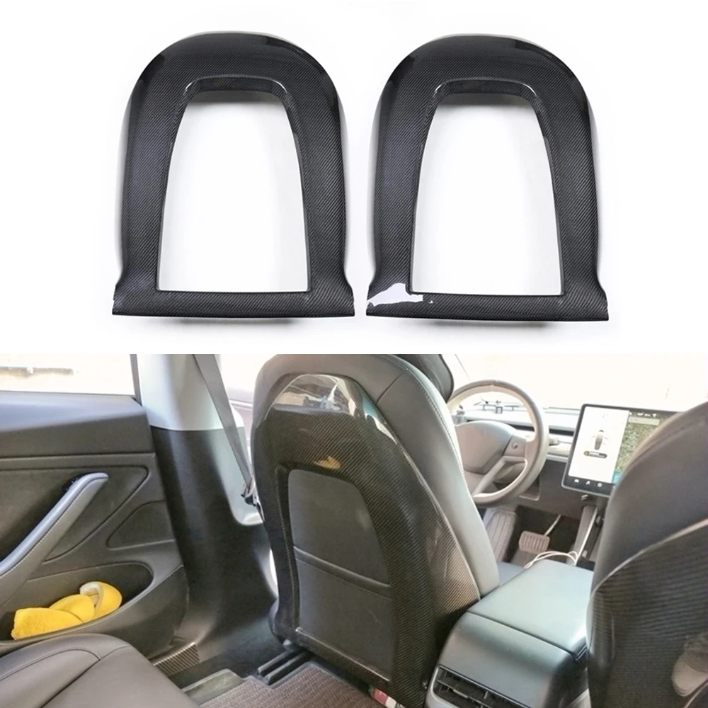 2 шт., чехлы для передних сидений из настоящего углеродного волокна, аксессуары для украшения автомобиля, подходят для Tesla Model 3 Y 2016-