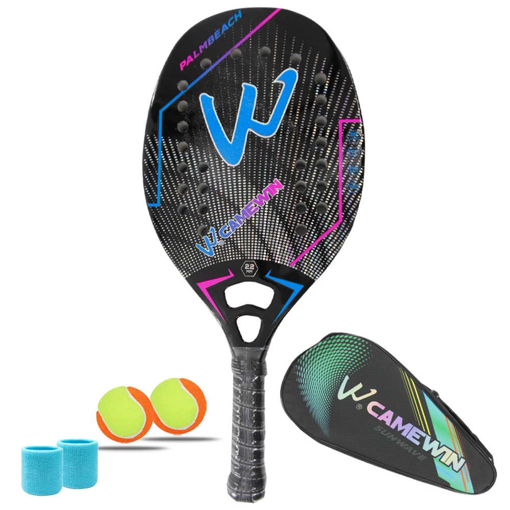 Теннисная ракетка 3K Волокнистая пляжная теннисная ракетка С защитным чехлом Soft Face New