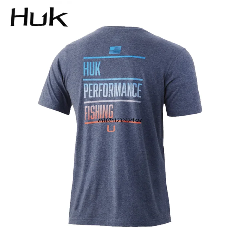 HUK Fishing Shirt Уличная Мужская футболка с коротким рукавом, Одежда для Рыбалки UPF50, Солнцезащитная одежда, Дышащая Одежда для рыбалки, Лето