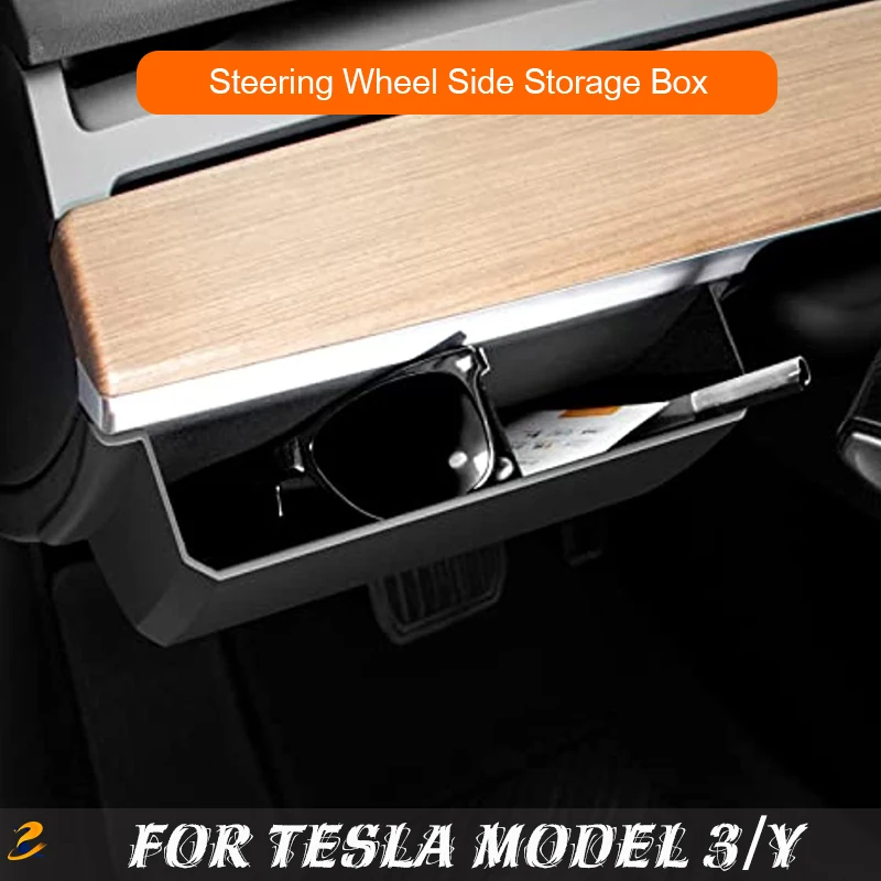 Для Tesla Model Y, Модель 3, Боковой ящик для хранения рулевого колеса, сумка для мобильного телефона, Солнцезащитные очки, Кронштейн, Приемник, внутренние Аксессуары