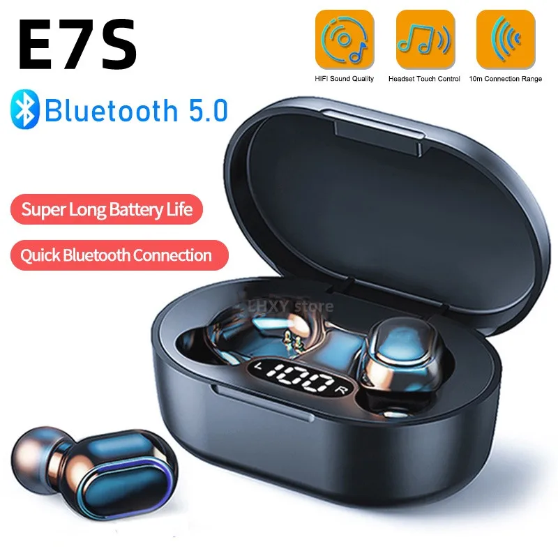 Оригинальная Беспроводная Bluetooth-гарнитура E7S с Микрофоном и светодиодным Дисплеем, Наушники для iPhone Xiaomi TWS, Bluetooth-наушники, наушники-вкладыши