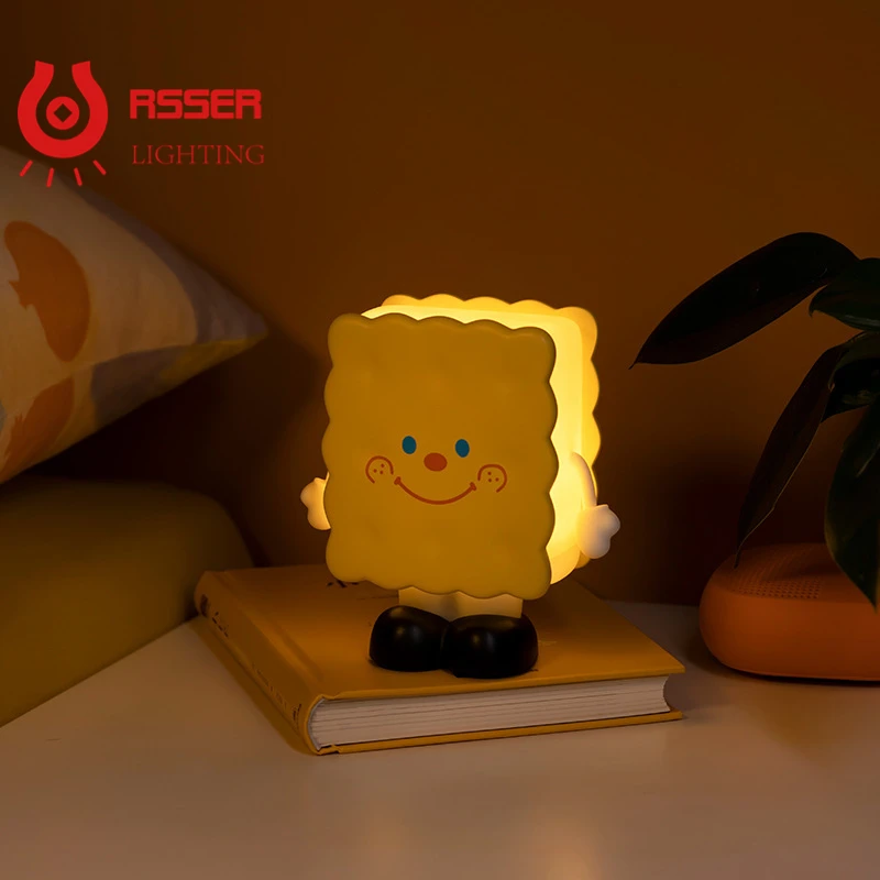 RSSER Cookies night light ins стиль тостовый хлеб печенье рассеянный свет прикроватная тумбочка для спальни USB перезаряжаемая светодиодная настольная лампа