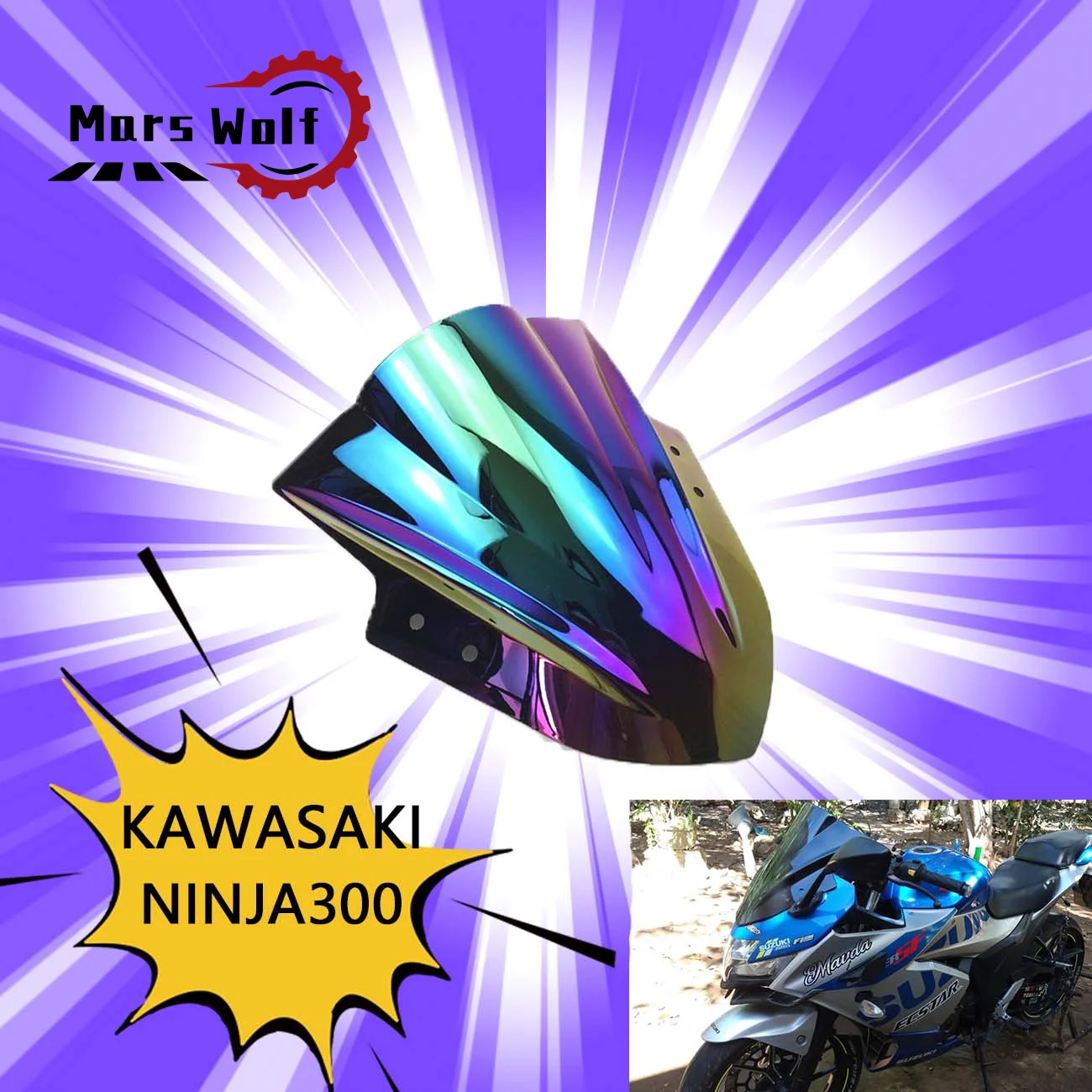 Лобовое стекло, ветровое стекло, Ветрозащитный экран мотоцикла Double Bubble для KAWASAKI NINJA250 NINJA300 EX 300R 2013 2014 2015 2016 2017