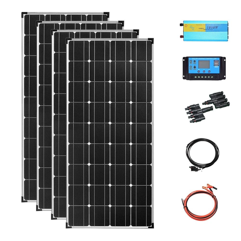 110 В/220 В фотоэлектрическая автономная солнечная панель системный комплект 480 Вт солнечная панель и 1000 Вт инвертор могут заряжать батарею 12V 50AH-200AH