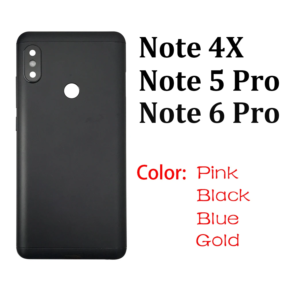 Задняя крышка аккумулятора, боковая клавиша включения + Кнопка регулировки громкости с объективом камеры Для Xiaomi Redmi Note 4X5 6 Note 5 Note 6Pro