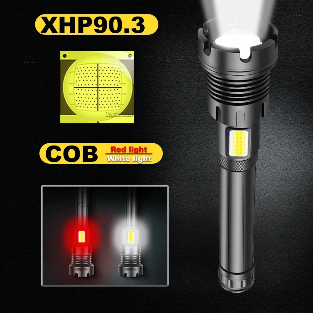 D2 90000LM COB XHP90.3 Мощный светодиодный фонарик USB Перезаряжаемый 18650 26650 фонарик XHP90 XHP70 XHP50 Фонарь лампа