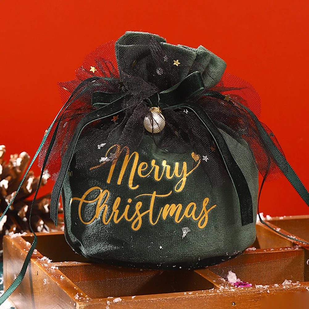 1шт Подарочный пакет Санта-Клауса, сумка для конфет, Сумка с подвеской в виде Колокольчика, Сумка на Шнурке, Рождественские украшения для дома, подарки на Новый год 2023