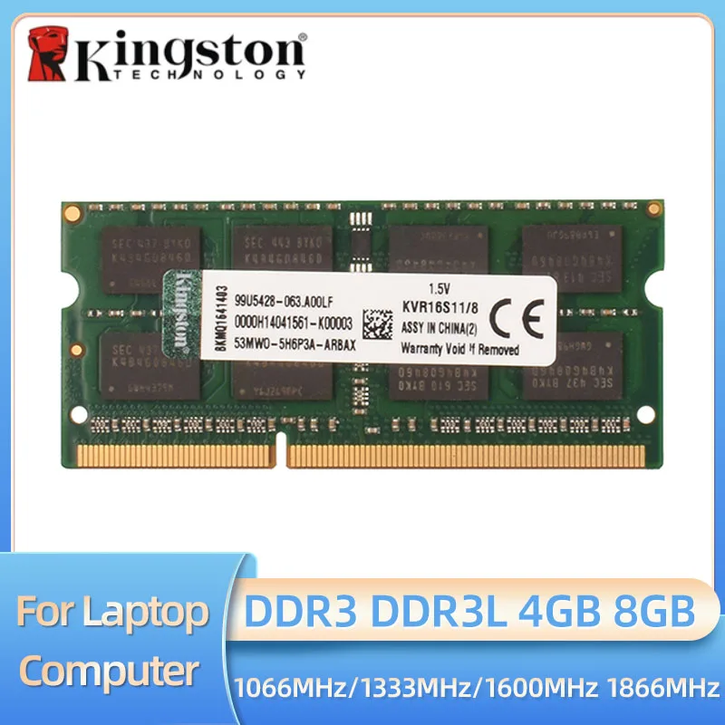 Ноутбук Kingston DDR3L DDR3 8GB 4GB 1066MHz 1333MHz 1600MHz 1866MHz SO-DIMM PC3-8500 10600 12800 Оперативная память ноутбука DDR3 Двухканальная