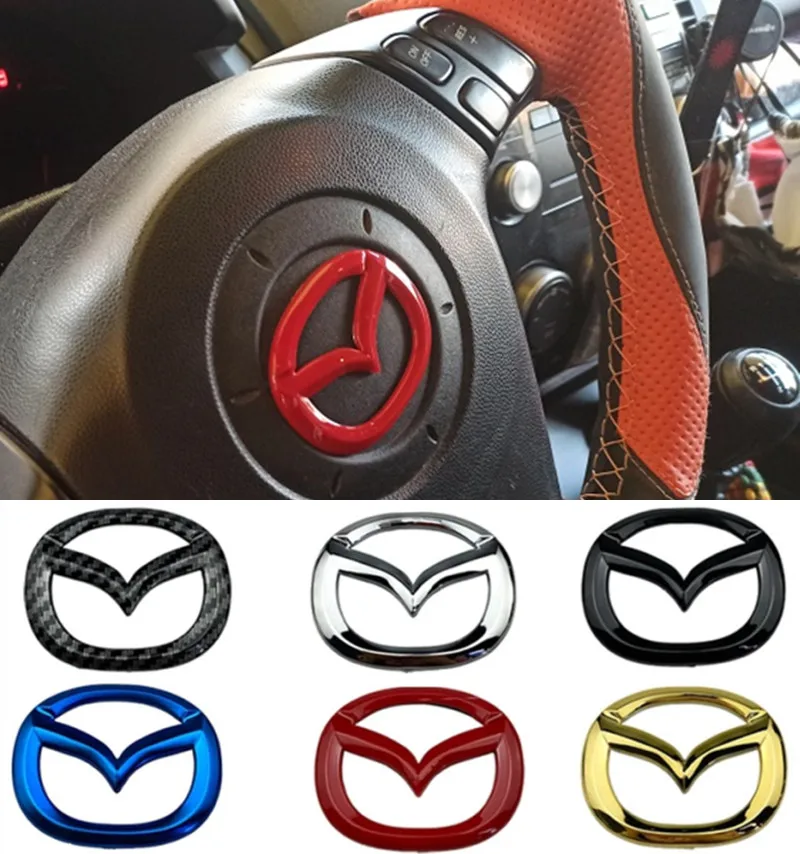 Алюминиевые Наклейки с Эмблемой Автомобиля Mazda Axela 323 CX5 CX3 CX6 RX7 MX5 CX7 CX9 Авто Логотип Значок На Рулевом Колесе Наклейки