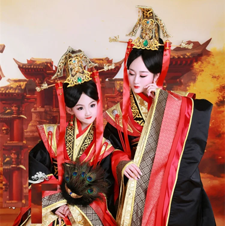Легенда об императрице Ми Юэ-Цинь, комплекты костюмов родителей и детей, традиционный костюм для сценического представления Hanfu Hanfu