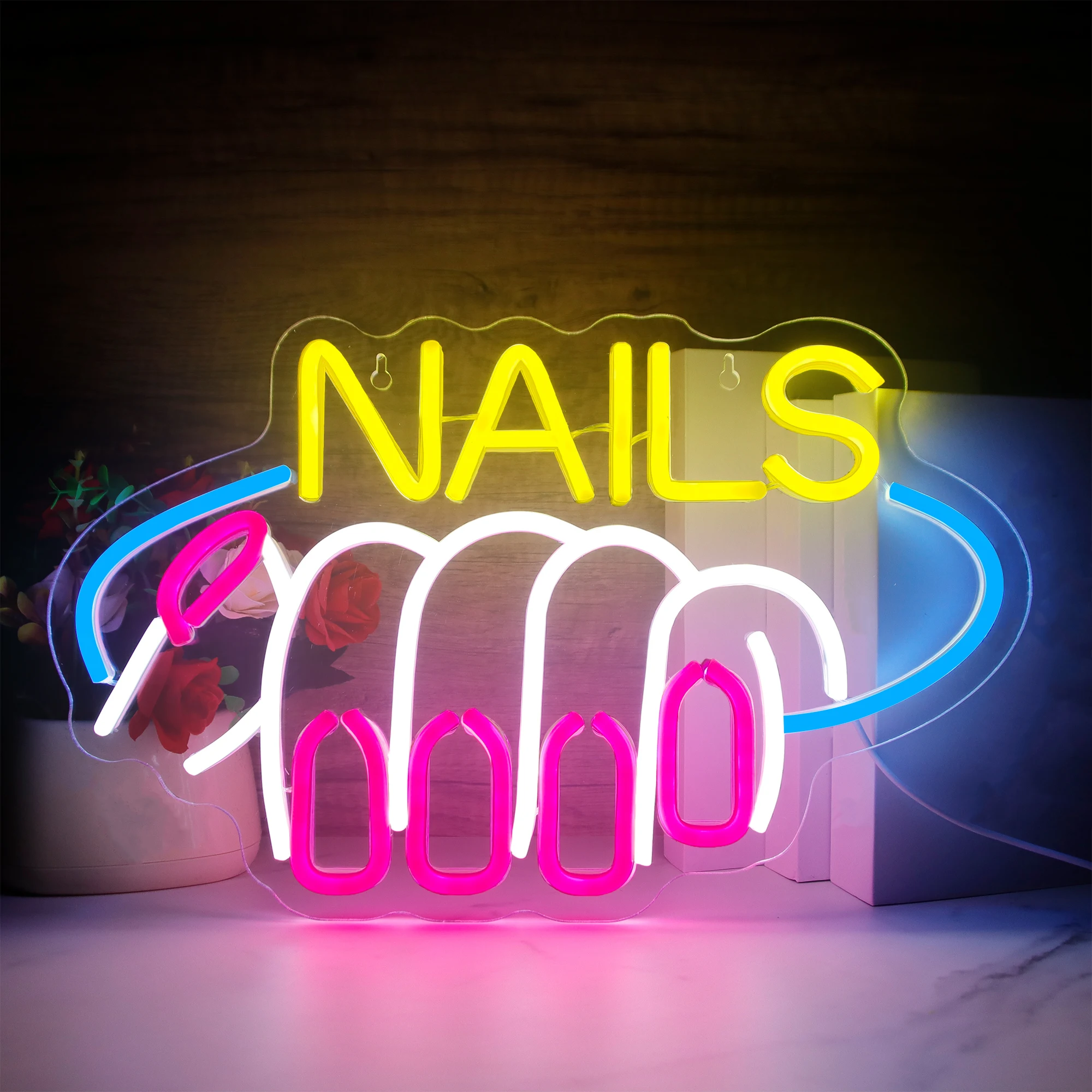 Неоновые вывески для ногтей Неоновая светящаяся вывеска для декора стен USB Неоновые лампы для маникюрного салона Салона красоты Магазинов Лампы для магазинов