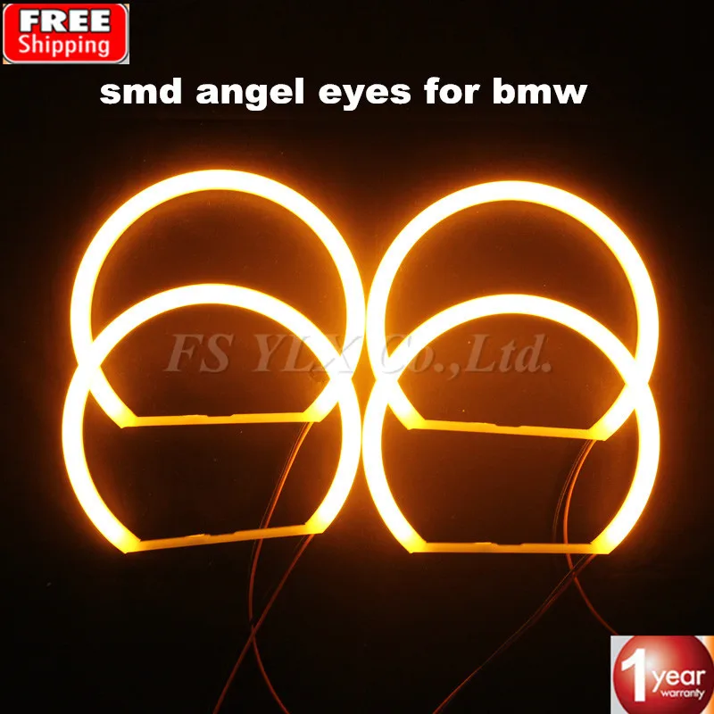 SMD LED Angel Eyes для BMW E46 Проектор Хлопок Желтый янтарный Автомобильный СВЕТОДИОДНЫЙ Angel Eye halo фары для BMW E46 E36 E39 E38 4x131 мм