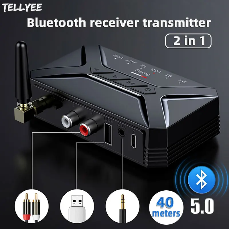 40 М Bluetooth Аудио Передатчик Приемник HD С низкой Задержкой Беспроводной Bluetooth5.0 Адаптер 3,5 мм AUX Разъем RCA USB для ТВ ПК Наушников