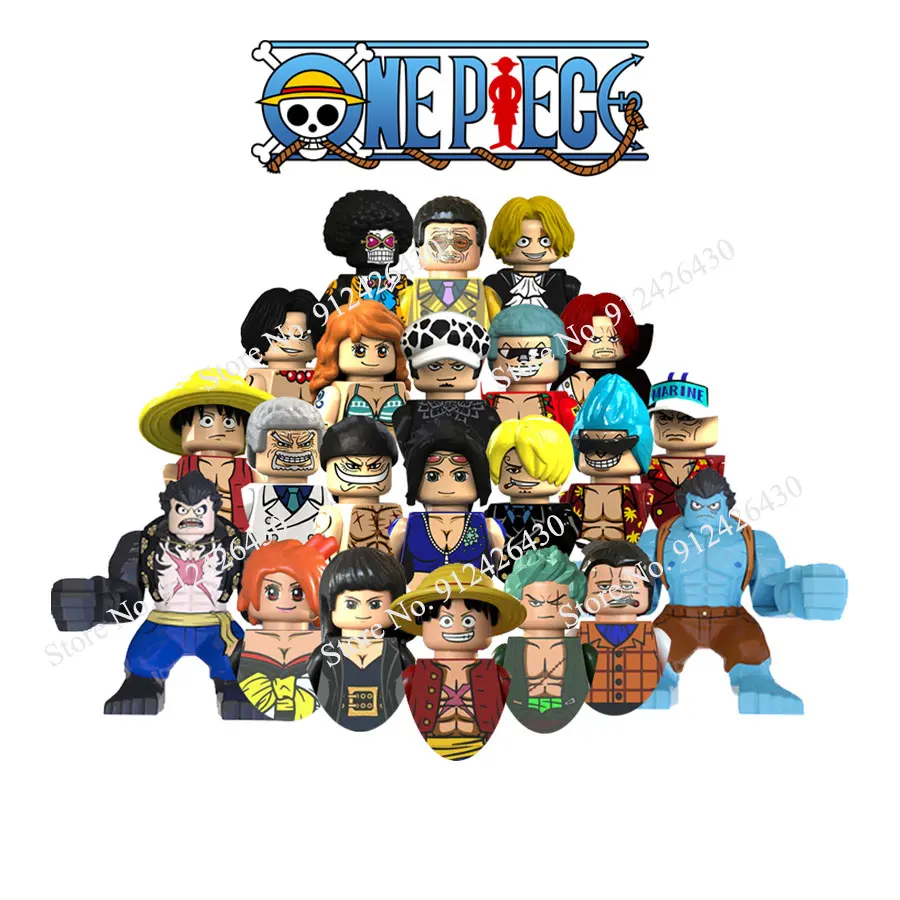 Луффи Цельные фигурки, объемные блоки, Кирпичи, Мини аниме фигурки, серия головок, развивающие детские игрушки, подарки на День рождения