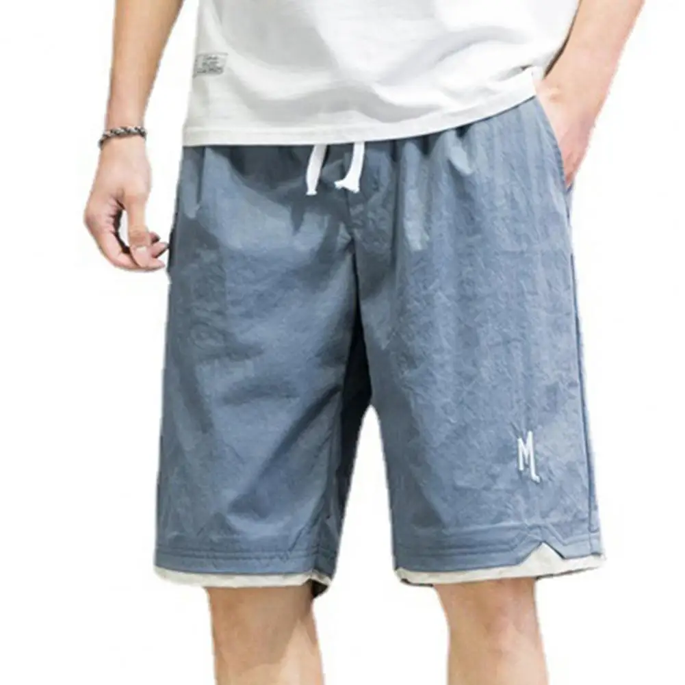 Поддельные мужские шорты из двух частей Длиной до колена, свободные широкие спортивные шорты прямого кроя, уличная одежда