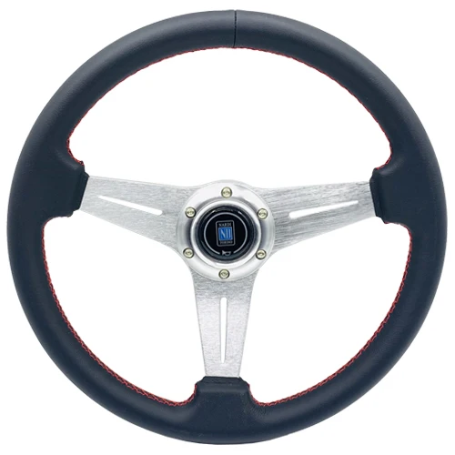 Универсальное 14-дюймовое 350-мм Гоночное рулевое колесо с серебряными спицами, Спортивное рулевое колесо из глубокой кукурузной кожи с кнопкой звукового сигнала