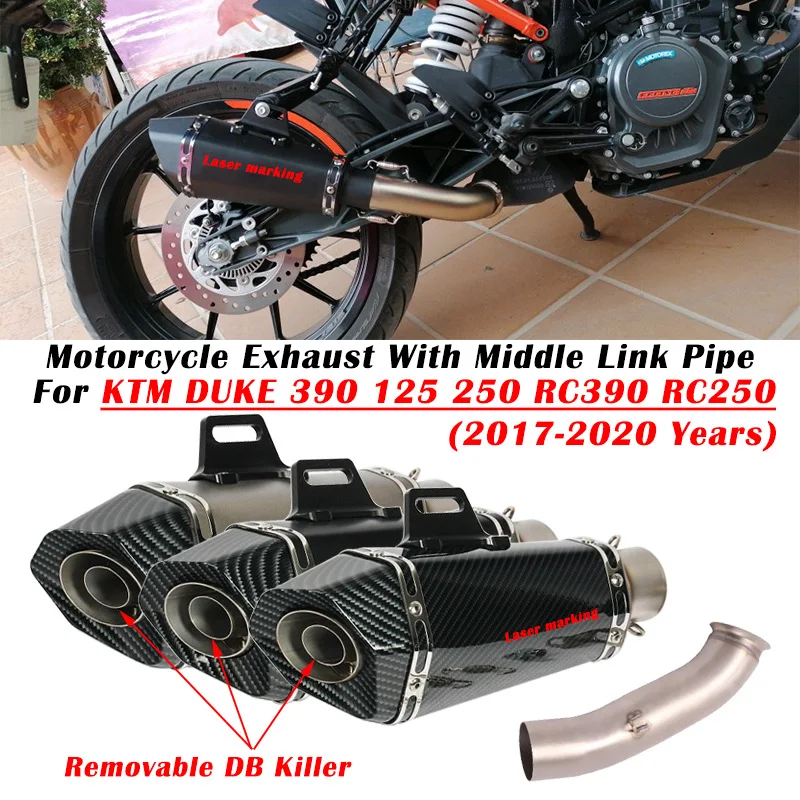 Для KTM DUKE 390 125 250 RC390 RC250 2017 2018 2019 2020 Выхлопная Труба Мотоцикла Модифицированный Глушитель Среднего Звена Трубы DB Killer