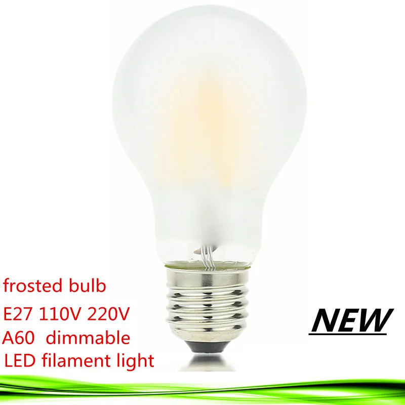 10X Новый светодиодный Светильник накаливания Светодиодная лампа E27 E26 с регулируемой яркостью из матового стекла 2 Вт 4 Вт 6 Вт 8 Вт 110 В 220 В A60 винтажная лампа Эдисона теплый/чистый белый