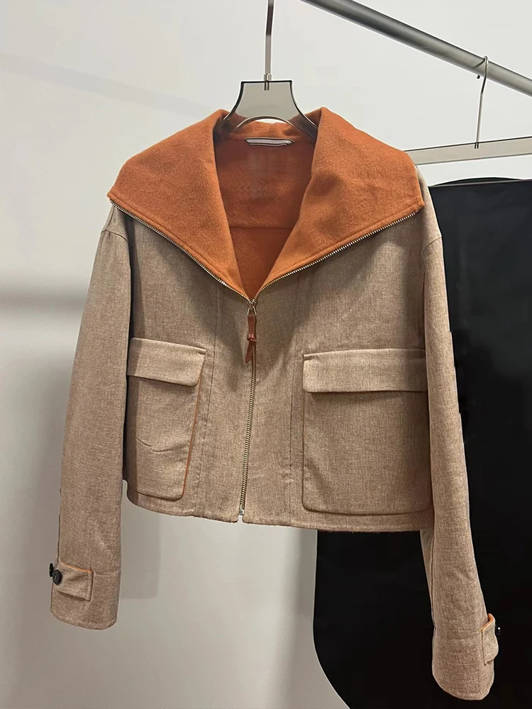 Дизайнерское кашемировое двустороннее пальто с лацканами в стиле ретро, новое зимнее модное роскошное универсальное пальто на молнии