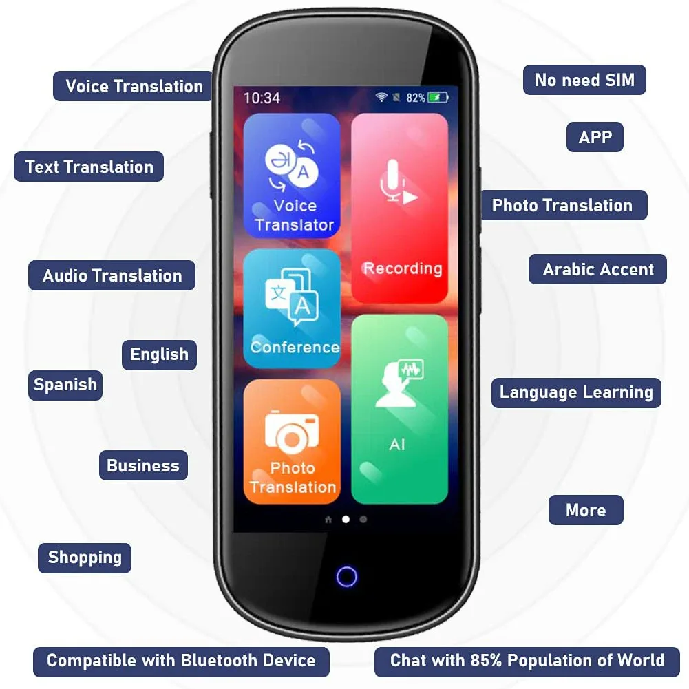 Интеллектуальный переводчик V12 4G, многоязычный перевод, большой экран, Wi-Fi с автономным переводом онлайн, 137 языков