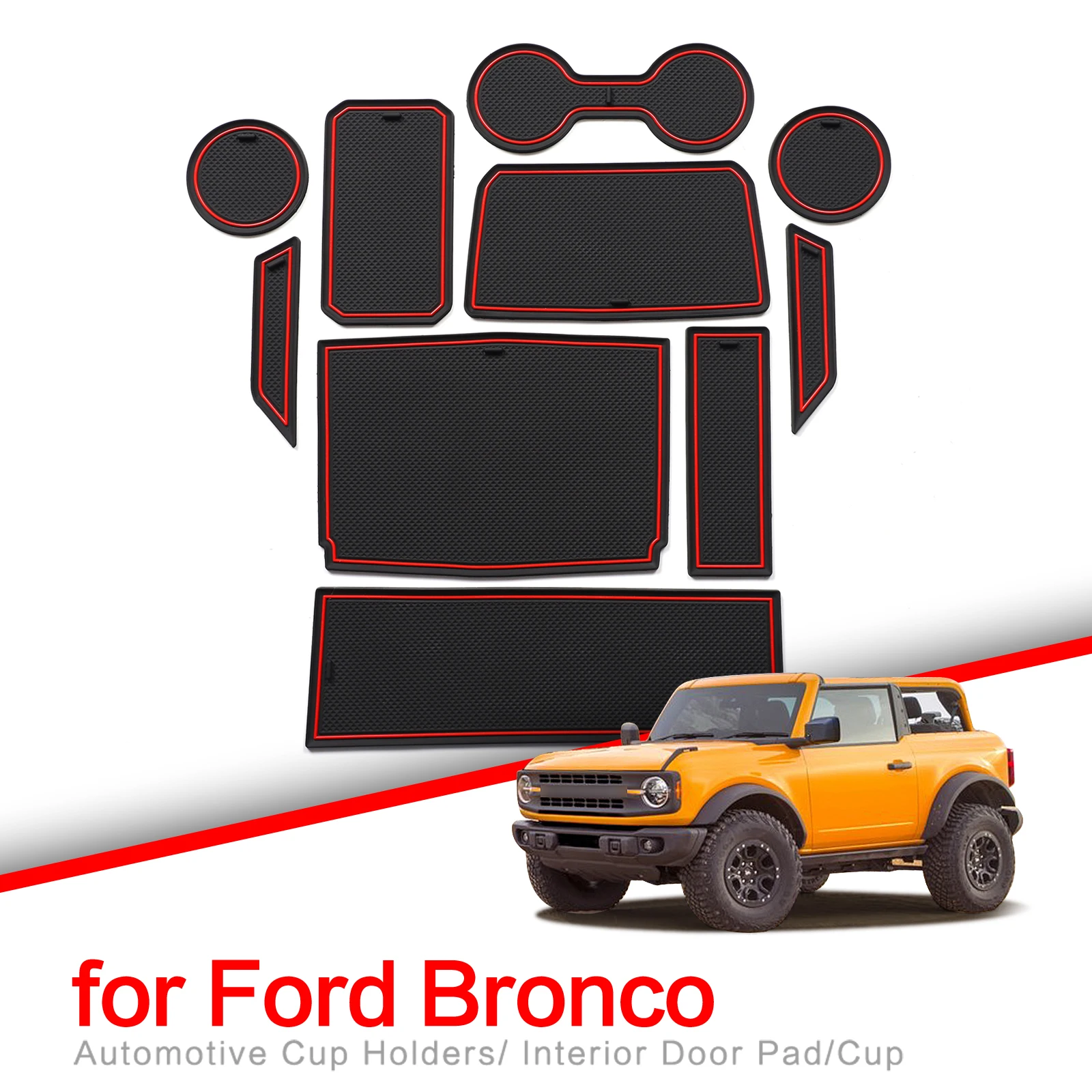 Коврик для автомобильных ворот ZUNDUO для Ford BRONCO 2021 2022 (2 двери) (4 двери) Противоскользящие коврики для автомобильных ворот, Аксессуары, Резиновые подстаканники