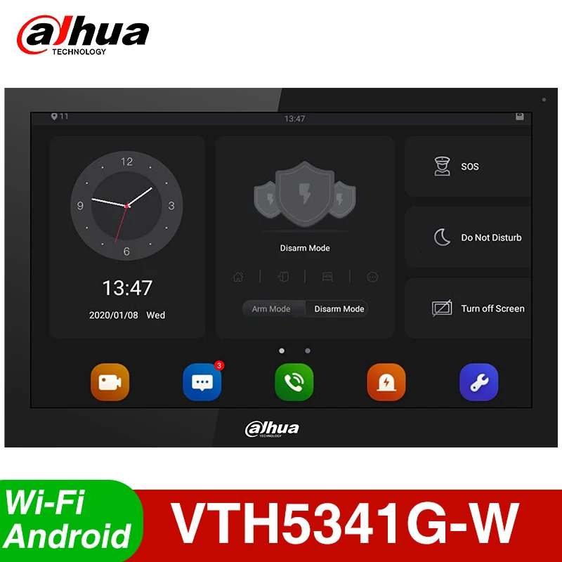 Dahua VTH5341G-W Android POE 10-дюймовый Цифровой Внутренний монитор Видеодомофон Встроенный Динамик Беспроводной Дверной Звонок Умный Дом Securit