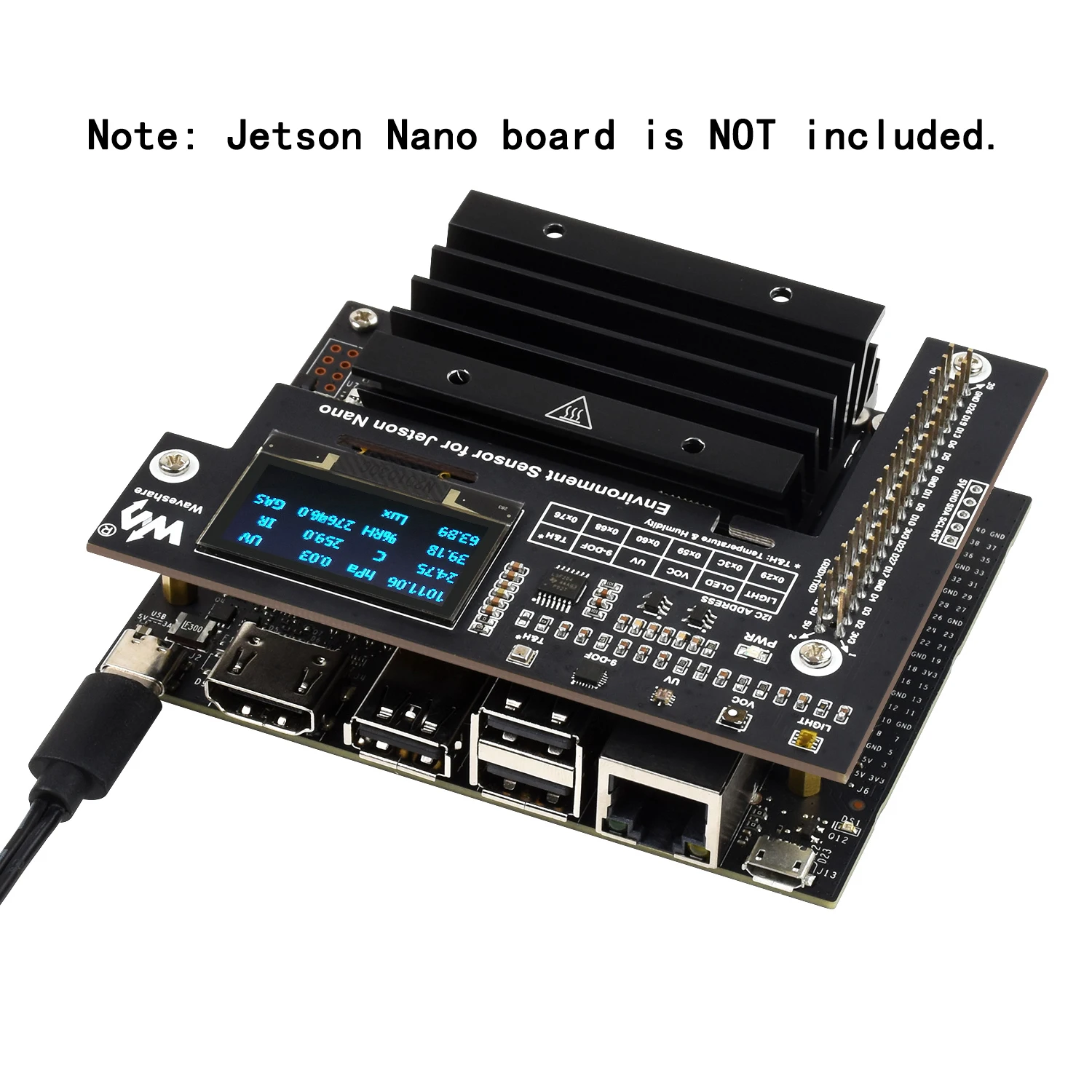 Модуль окружающей среды, датчик температуры Влажности, ЛОС, УФ, плата расширения, шляпа для Nvidia Jetson Orin Nano Developer Kit B01 2 ГБ