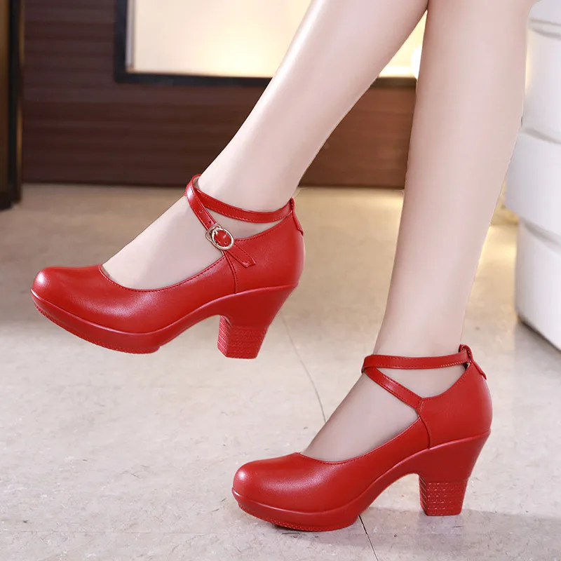 Новинка 2023 года, Модные женские туфли-лодочки на высоком каблуке Для дам, рабочая обувь, Туфли-лодочки для танцев на платформе, Женская обувь Mary Janes