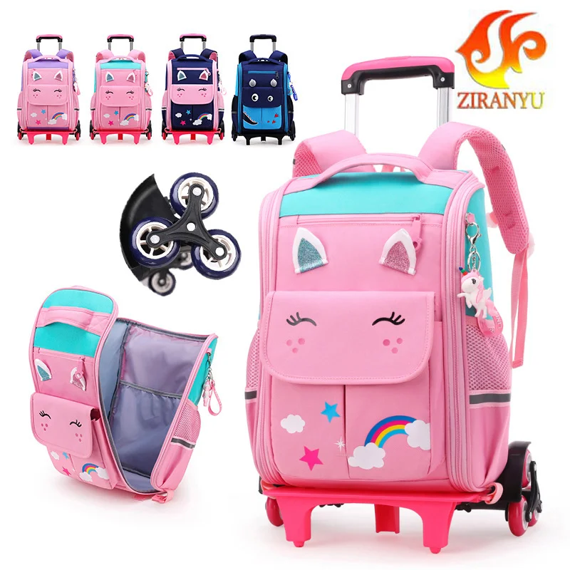 Школьные рюкзаки на колесиках, сумки для девочек, Детский Дорожный рюкзак на колесиках, детская сумка-тележка, Школьный рюкзак mochila escolar
