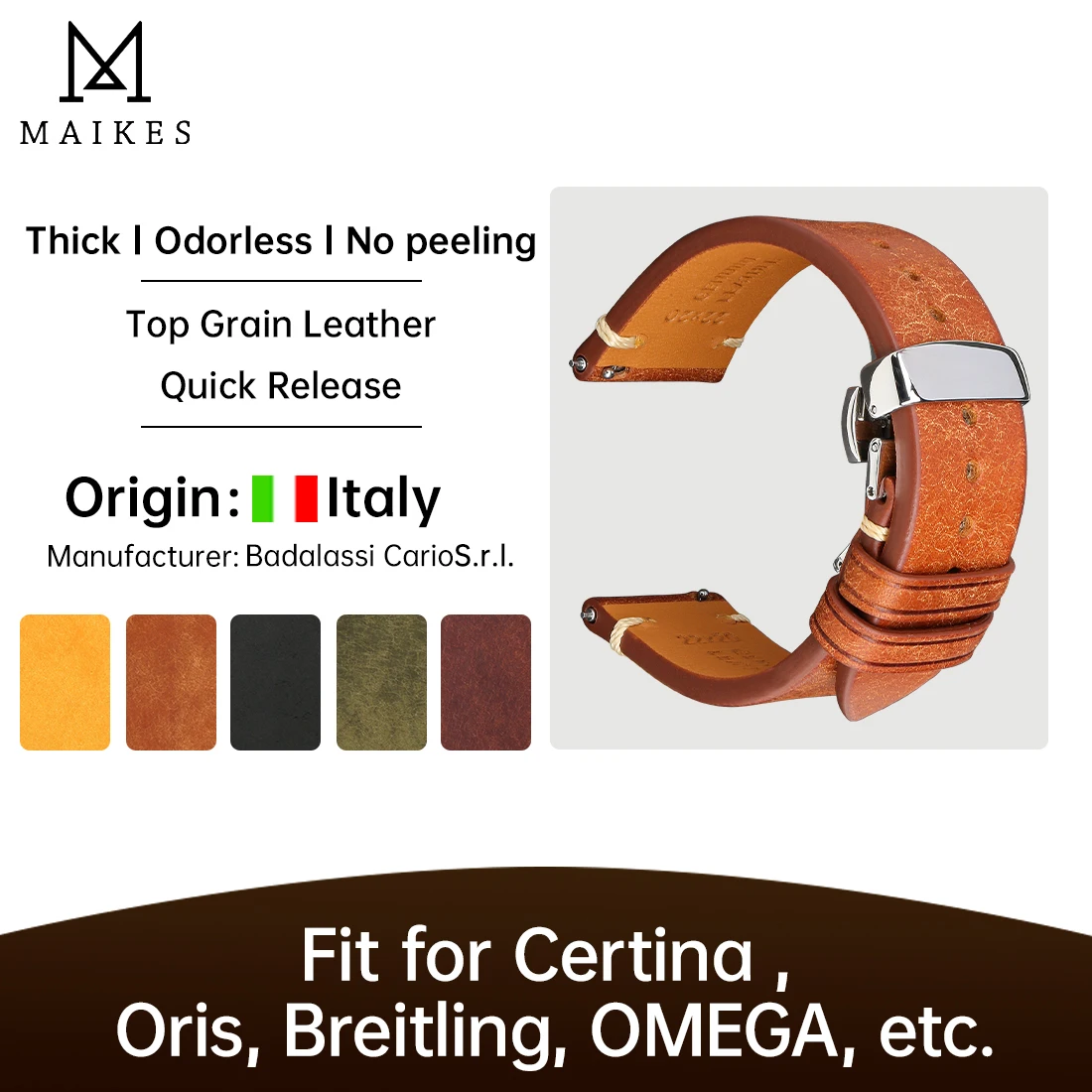 Роскошный быстроразъемный ремешок Для часов Аксессуары Для OMEGA Breitling Oris Браслет Ручной работы из итальянской коровьей кожи Pueblo Ремешок для часов